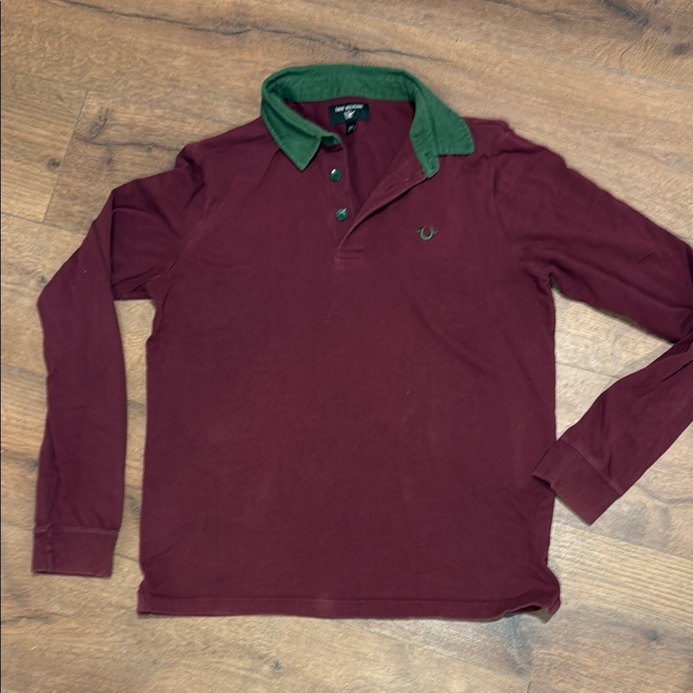 True Religion Red and Green Polo Shirt Casual Style